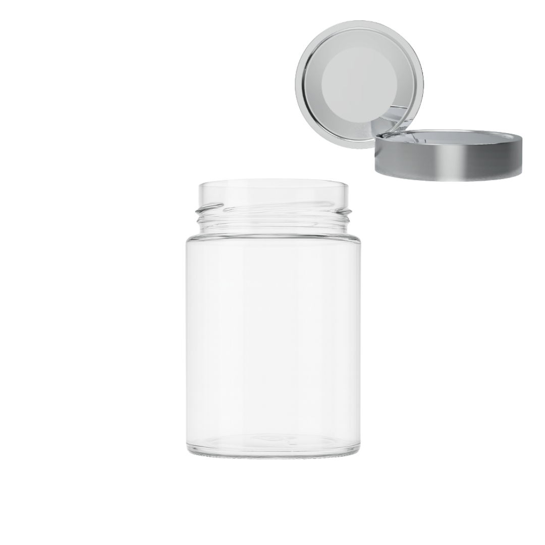 Sarkap 350 ml Derin Etek Kapaklı Cam Kavanoz Silver