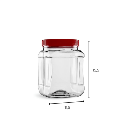Sarkap 1500 ml Köşeli Pet Kavanoz Kırmızı