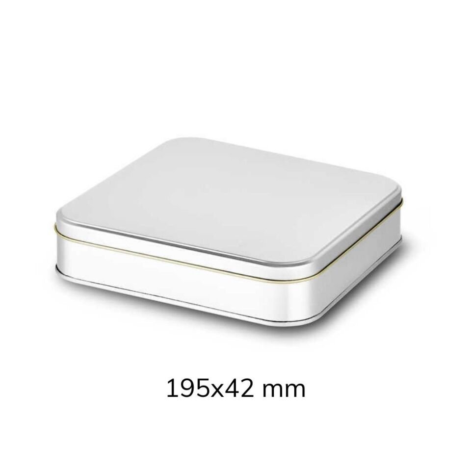 Sarkap 195x42 mm 12 Adet Kolili Metal Kare Kutu Silver