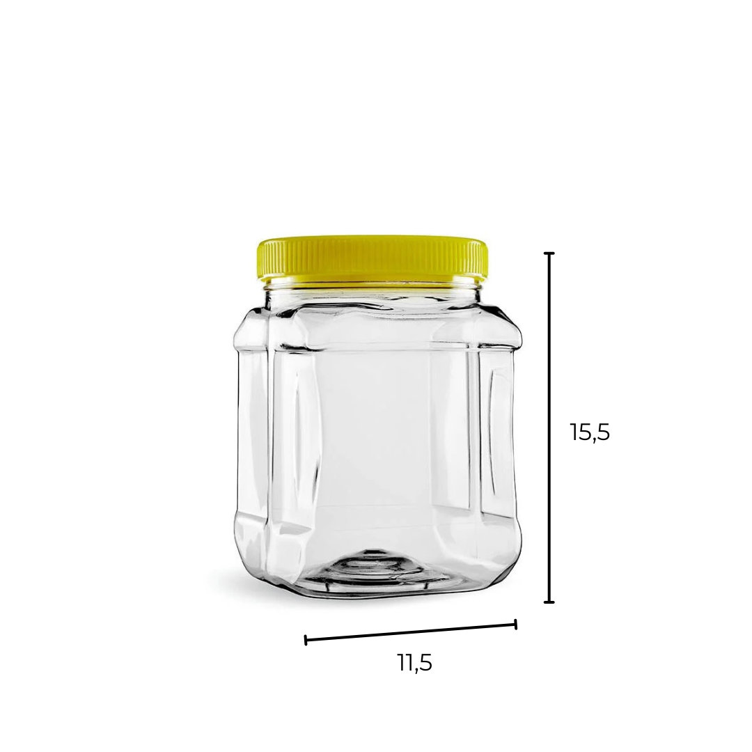 Sarkap 1500 ml Köşeli Pet Kavanoz Sarı