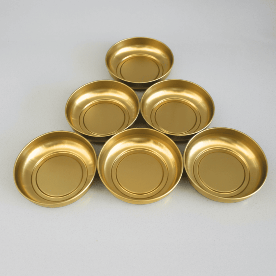 Sarkap Home 6'lı Dondurmalık ve Çerezlik Seti 10 cm Çap, 3.2 cm Yükseklik Gold