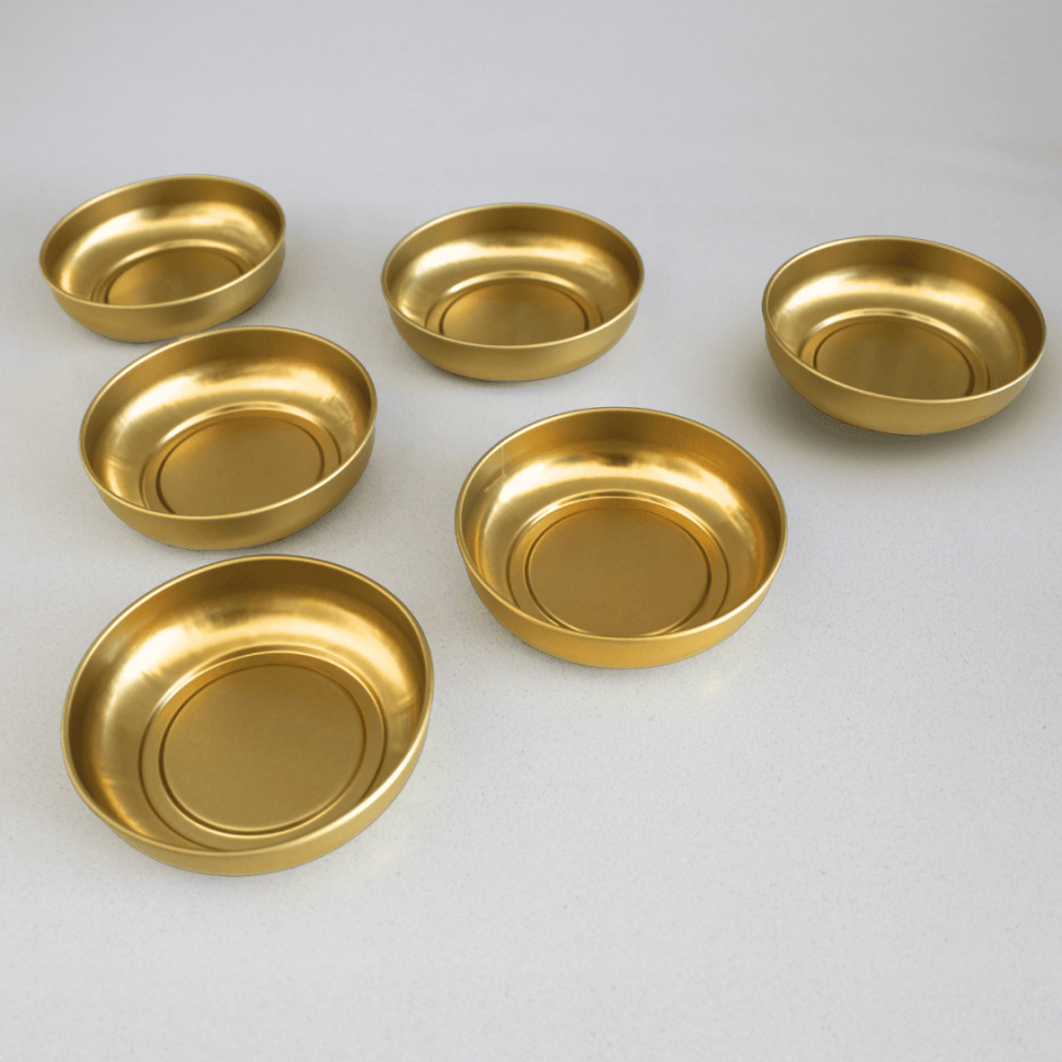 Sarkap Home 6'lı Dondurmalık ve Çerezlik Seti 10 cm Çap, 3.2 cm Yükseklik Gold