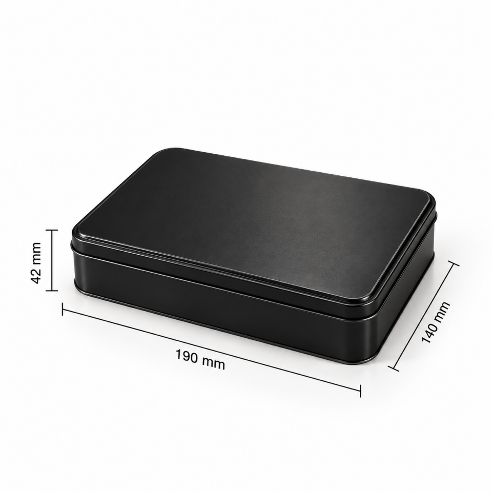 Sarkap 190x140x42 mm 12 Adet Kolili Metal Dikdörtgen 500-1000 Gr Kutu Siyah