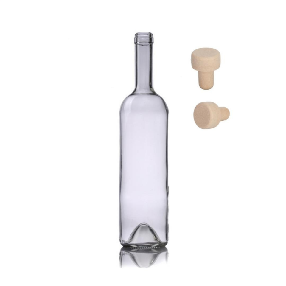 Sarkap 750 ml Europe 19'lu Cam Zeytinyağı Şişesi Yağdanlık Şeffaf - Mantar Kapak