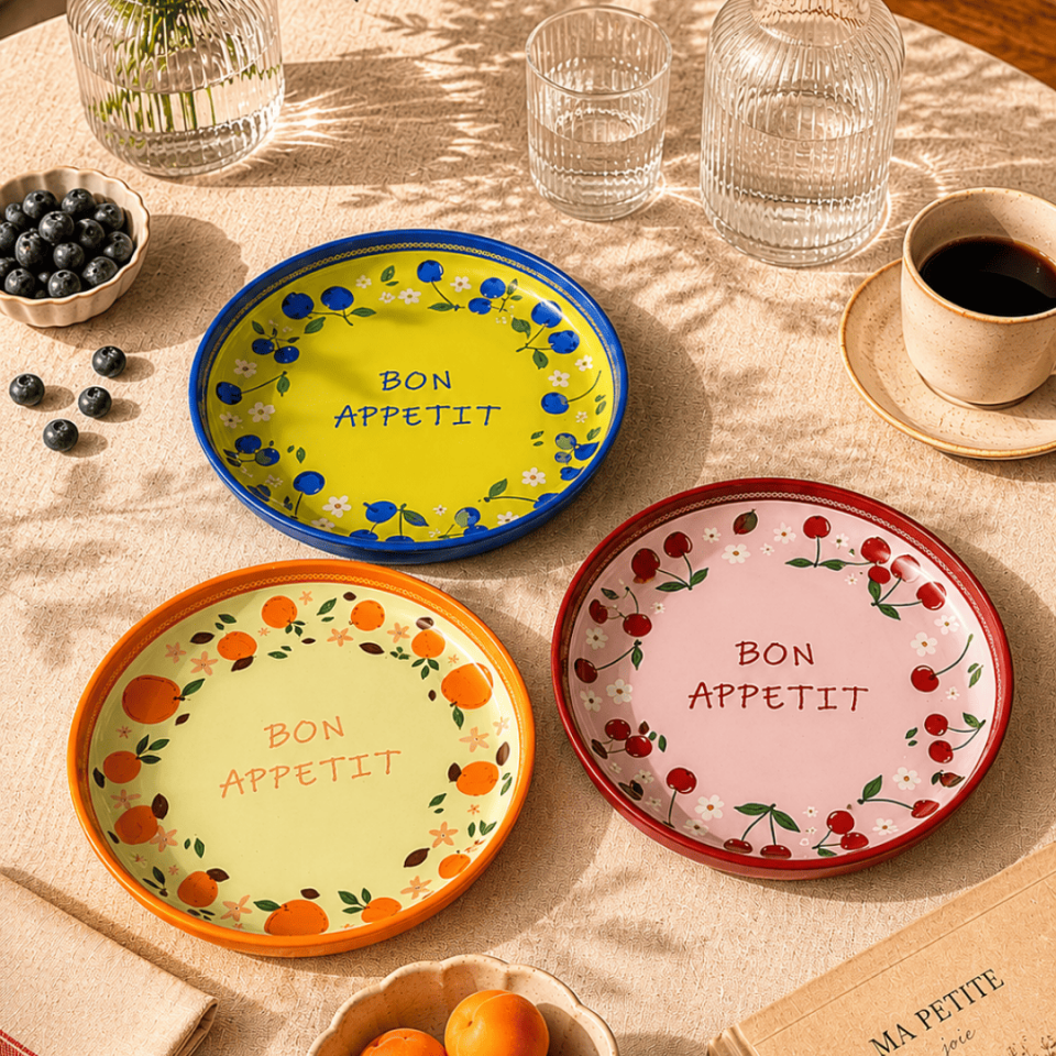 Sarkap Home 26 Cm 3'lü Meyve Tabağı Seti Mavi&Turuncu&Bordo