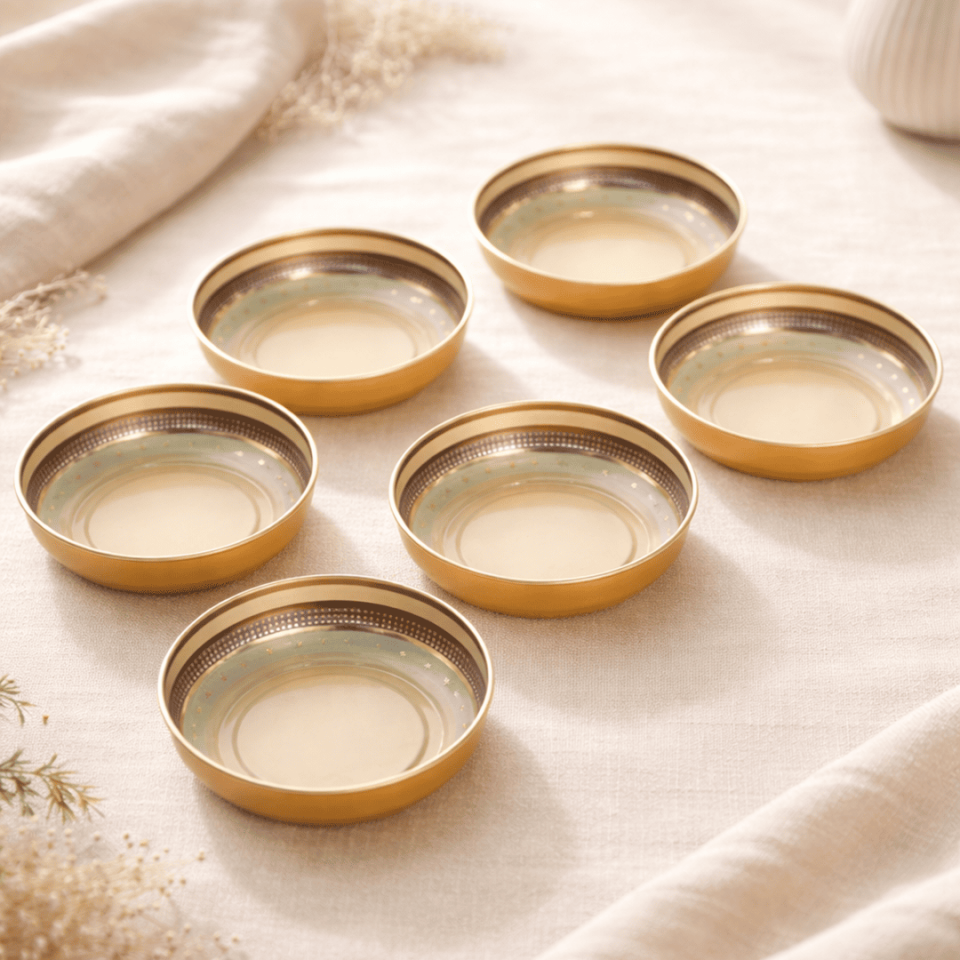 Sarkap Home 6'lı Dondurmalık ve Çerezlik Seti 10 cm Çap, 3.2 cm Yükseklik GoldenJoy