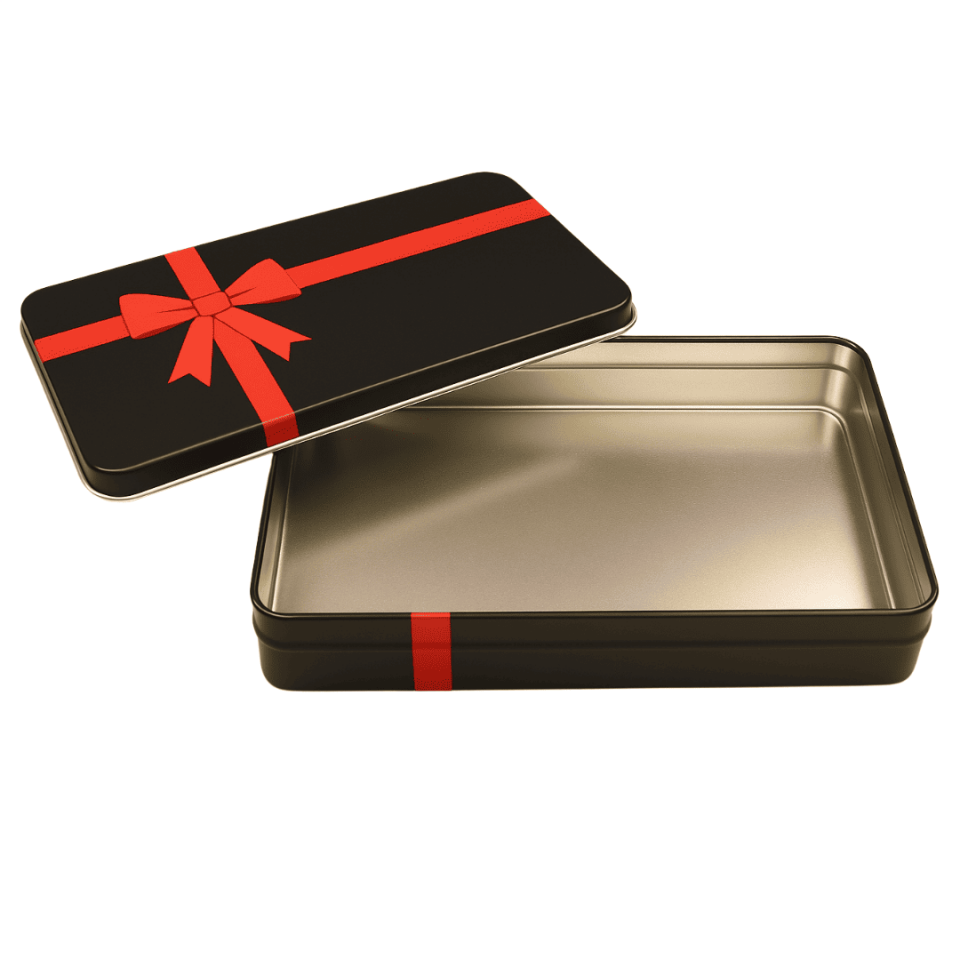 Sarkap 265x180x45 mm 24 Adet Kolili Kurdeleli Metal Baklava Kutusu Siyah