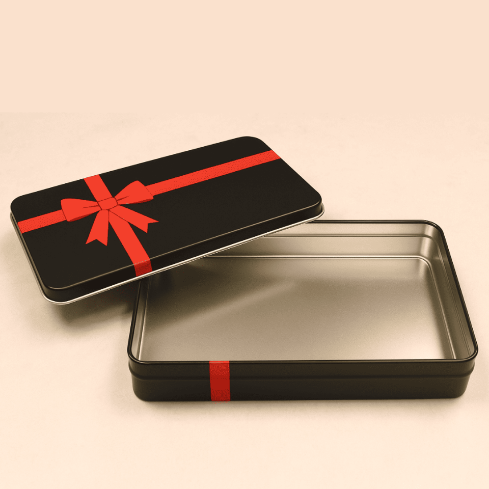 Sarkap 265x180x45 mm 24 Adet Kolili Kurdeleli Metal Baklava Kutusu Siyah