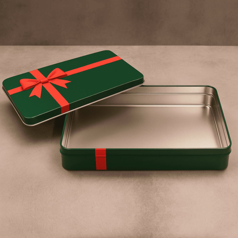 Sarkap 265x180x45 mm 24 Adet Kolili Kurdeleli Metal Baklava Kutusu Yeşil
