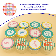 Hijyenik Paketli 10 Adet Kavanoz Kapağı 82 mm Dolce Vita Desenler LaDolceVitaEkose