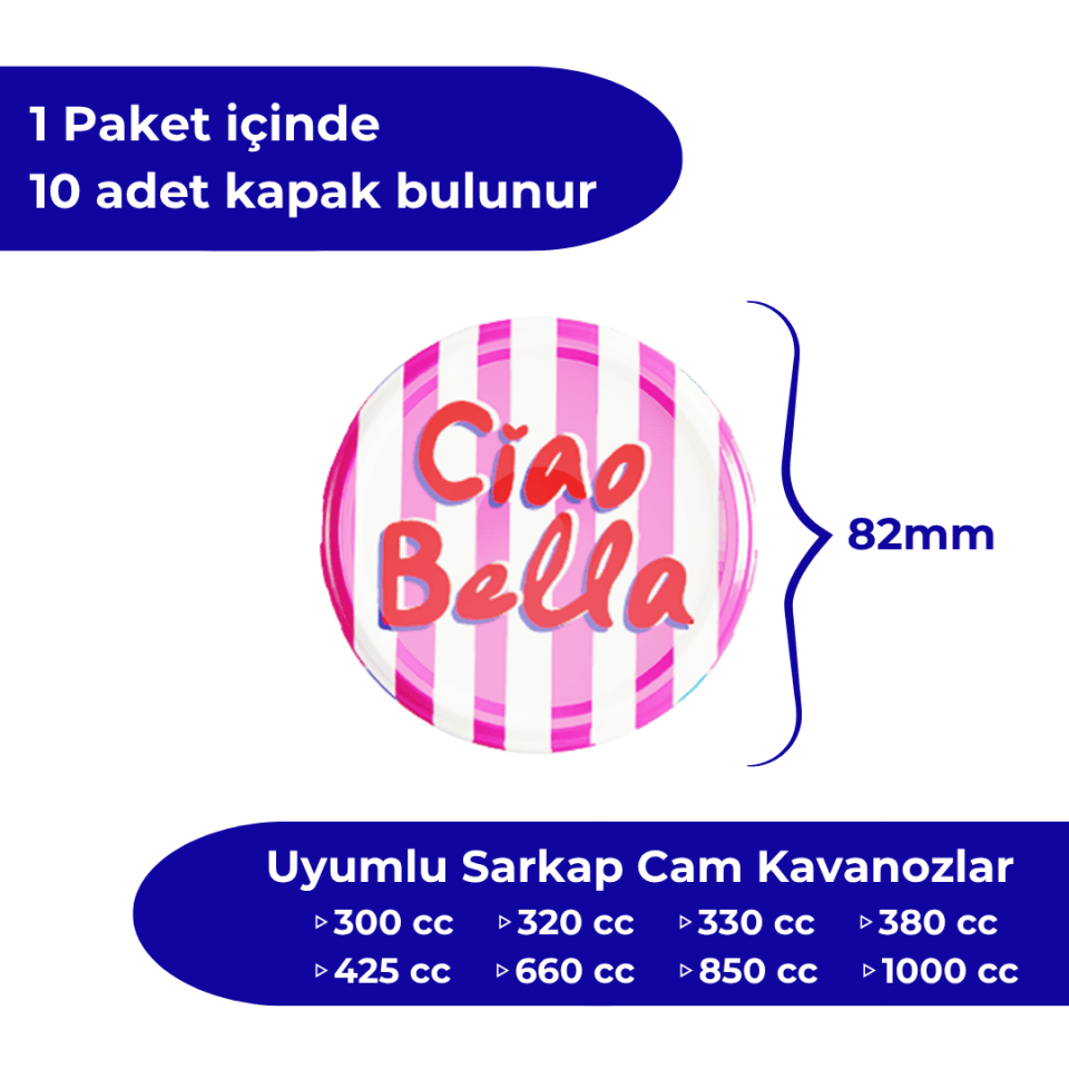 Hijyenik Paketli 10'lu 82 mm Kapak Dolce Vita Desenler CiaoBellaPembe
