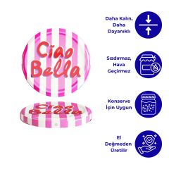 Hijyenik Paketli 10 Adet Kavanoz Kapağı 82 mm Dolce Vita Desenler CiaoBellaPembe