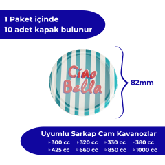 Hijyenik Paketli 10 Adet Kavanoz Kapağı 82 mm Dolce Vita Desenler CiaoBellaYeşil