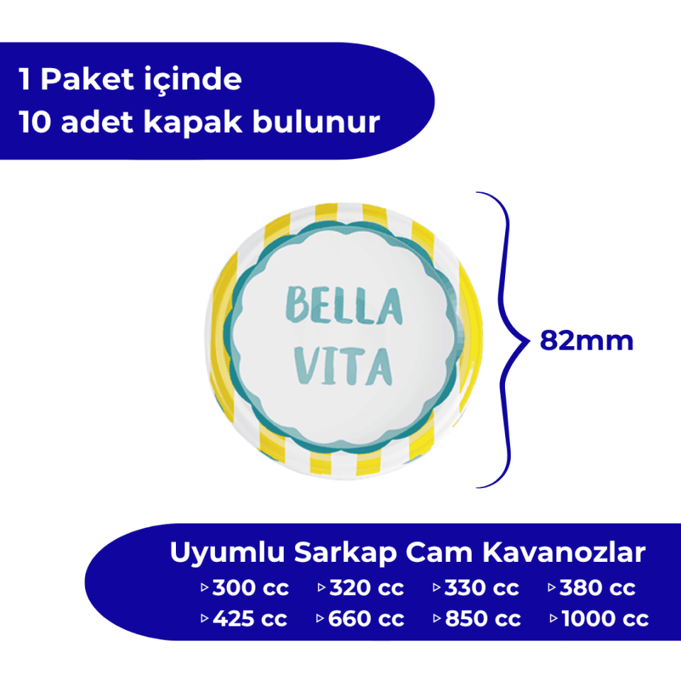 Hijyenik Paketli 10'lu 82 mm Kapak Dolce Vita Desenler BellaVitaSarı