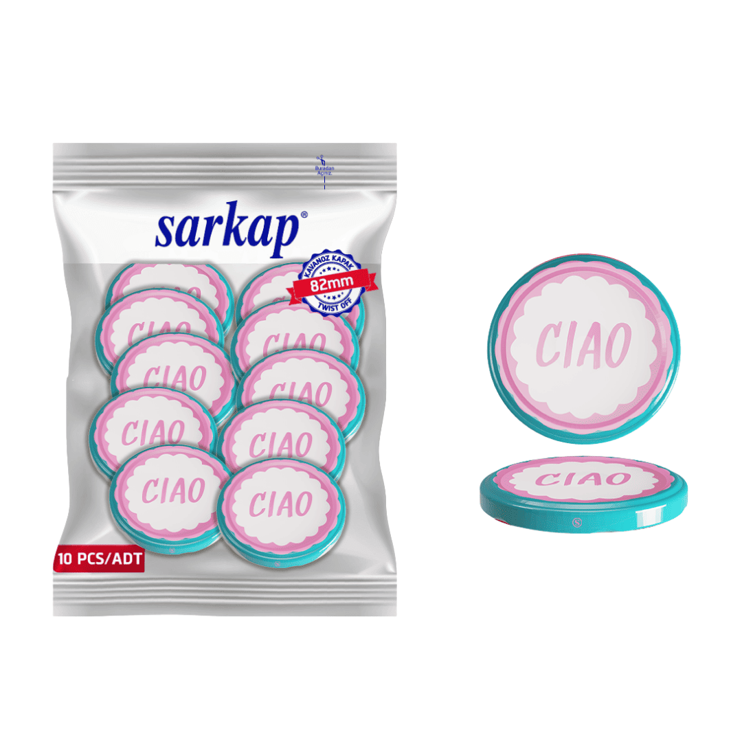 Hijyenik Paketli 10 Adet Kavanoz Kapağı 82 mm Dolce Vita Desenler CiaoPembe