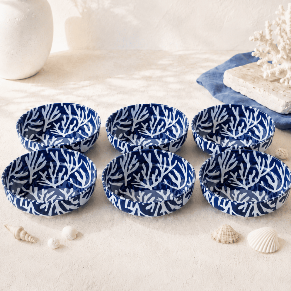 Sarkap Home 6'lı Dondurmalık ve Çerezlik Seti 10 cm Çap, 3.2 cm Yükseklik MercanMavi