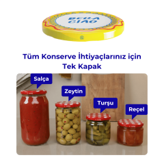 Hijyenik Paketli 10 Adet Kavanoz Kapağı 82 mm Dolce Vita Desenler BellaCiaoSarı