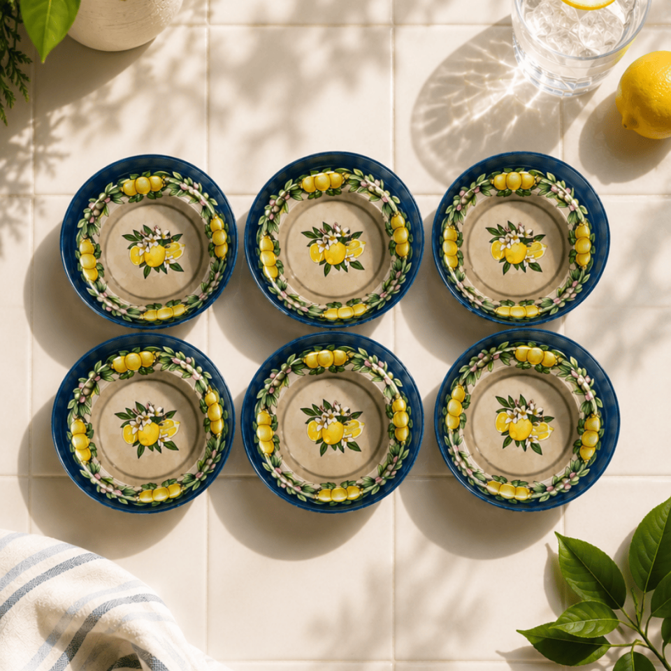 Sarkap Home 6'lı Dondurmalık ve Çerezlik Seti 10 cm Çap, 3.2 cm Yükseklik Lacivert