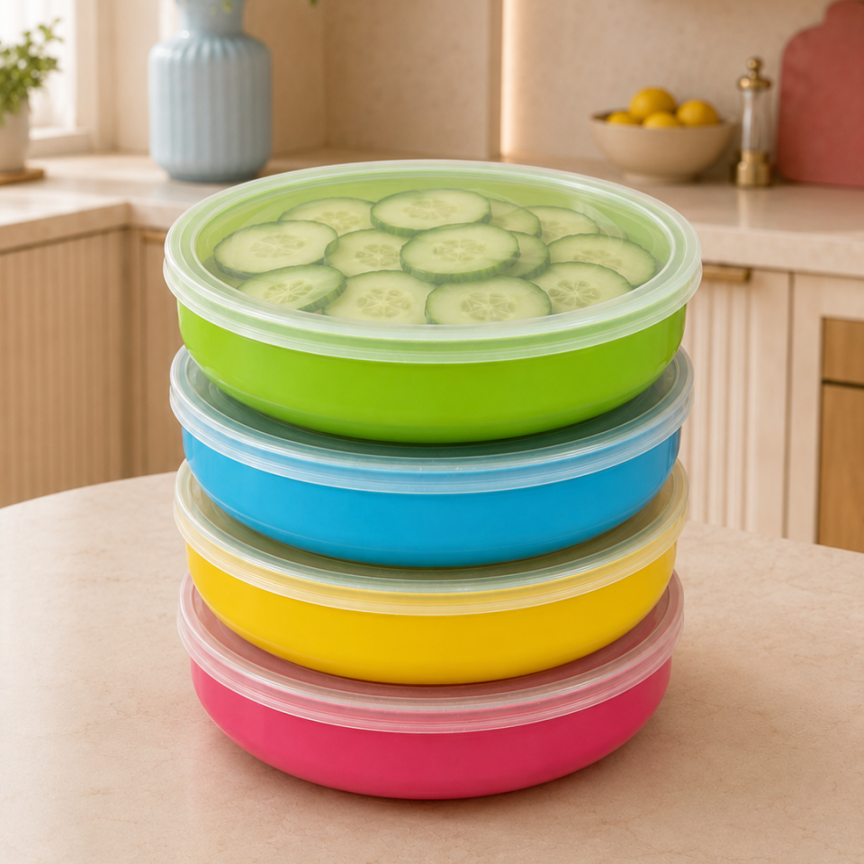 Sarkap Home 600 ml 4’lü  Kapaklı Saklama Kabı Seti DörtRenkli