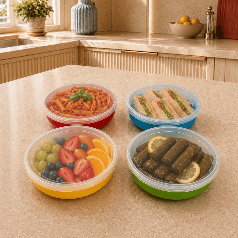Sarkap Home 600 ml 4’lü  Kapaklı Saklama Kabı Seti DörtRenkli