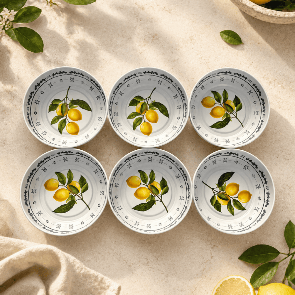 Sarkap Home 6'lı Dondurmalık ve Çerezlik Seti 10 cm Çap, 3.2 cm Yükseklik LemonDesignBeyaz