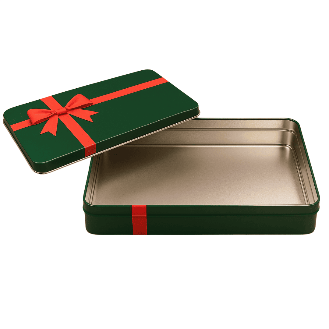 Sarkap Kurdeleli Metal Baklava Kutusu 265x180x45 mm Yeşil