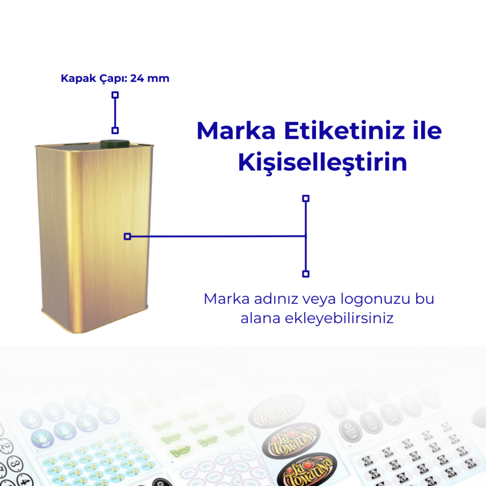 Sarkap 0,5 L 24'lü Zeytinyağı Tenekesi PratikKapak - Gold