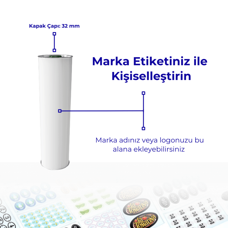 Sarkap 0,75 L 27 Adet Kolili Silindir Zeytinyağı Tenekesi Beyaz