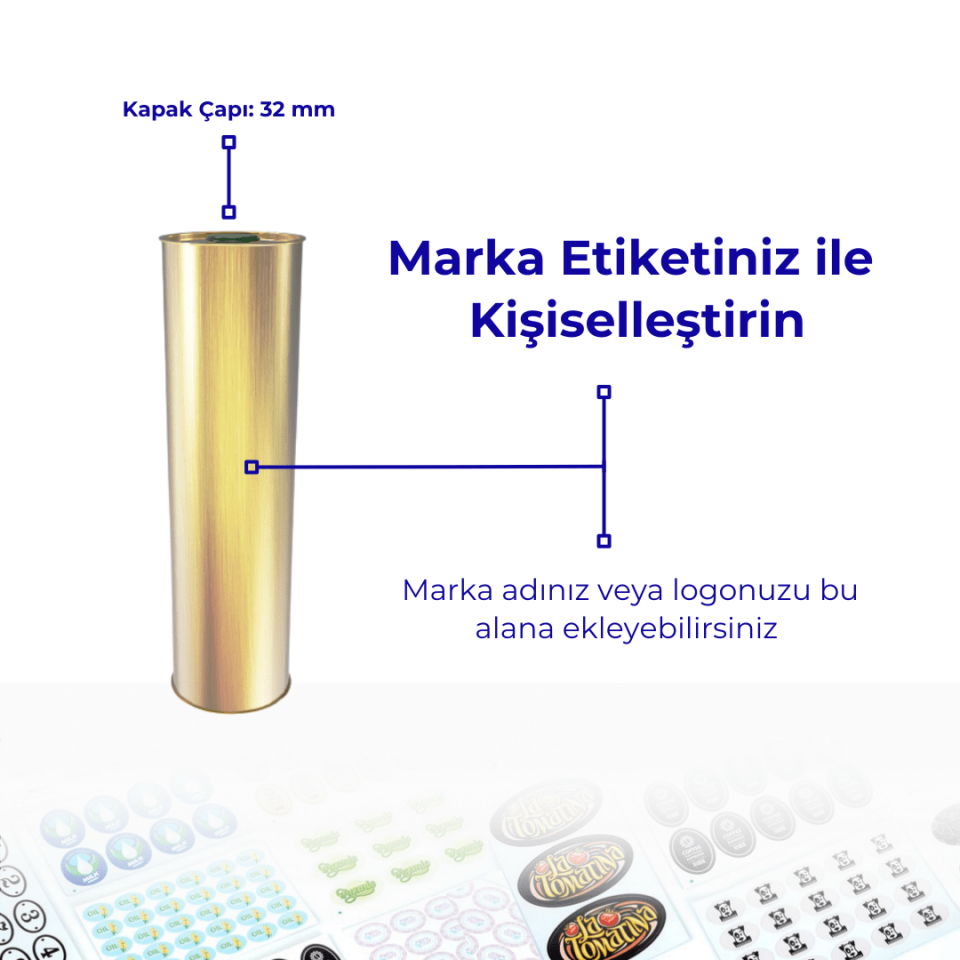 Sarkap 0,75 L 27 Adet Kolili Silindir Zeytinyağı Tenekesi Gold