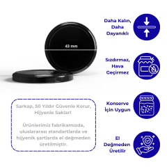 Sarkap 43 mm Kavanoz Kapağı Parlak Siyah