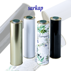 Sarkap 0,75 L (750 ml) Kapaklı Silindir Zeytinyağı Tenekesi Beyaz