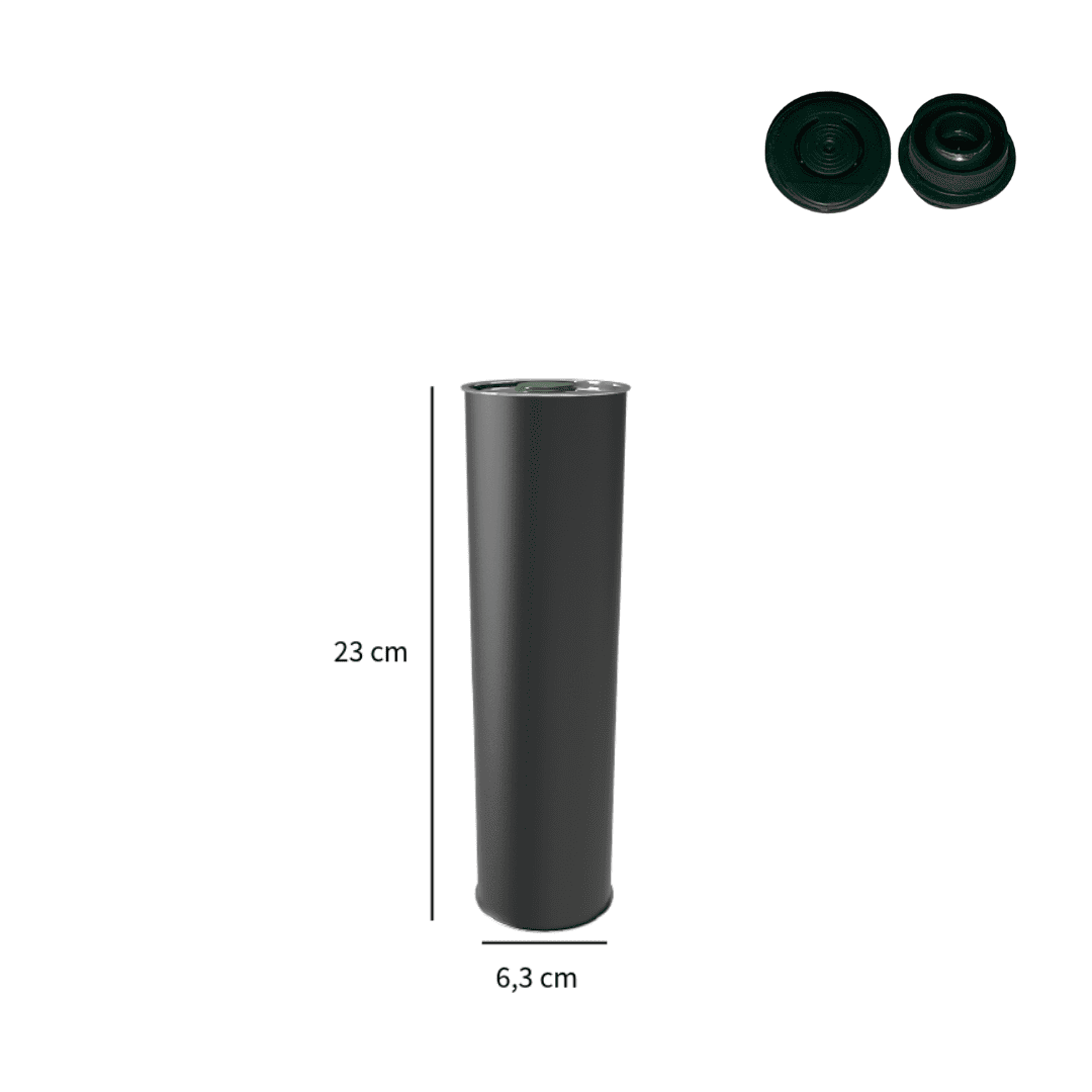 Sarkap 0,75 L (750 ml) Kapaklı Silindir Zeytinyağı Tenekesi Mat Siyah