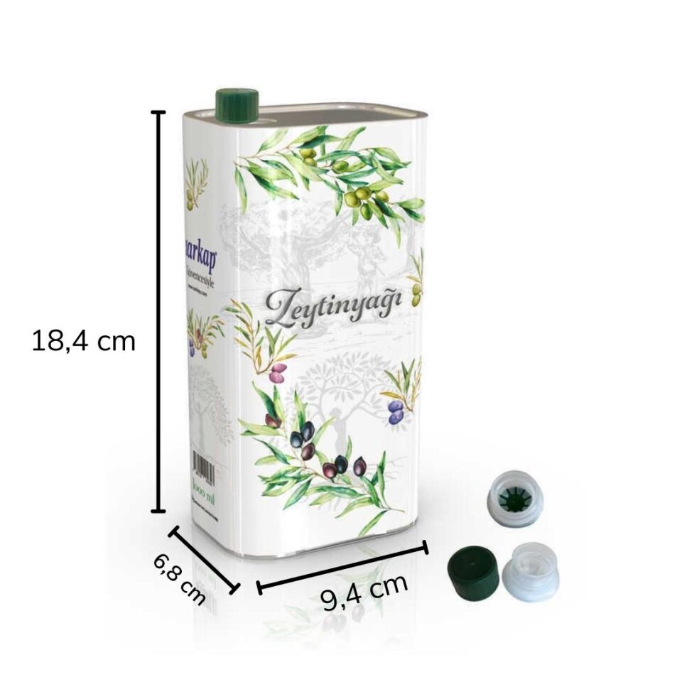 Sarkap 1 L (1000 ml) 16 Adet Kolili Kapaklı Zeytinyağı Tenekesi Dobi Kapak - Beyaz