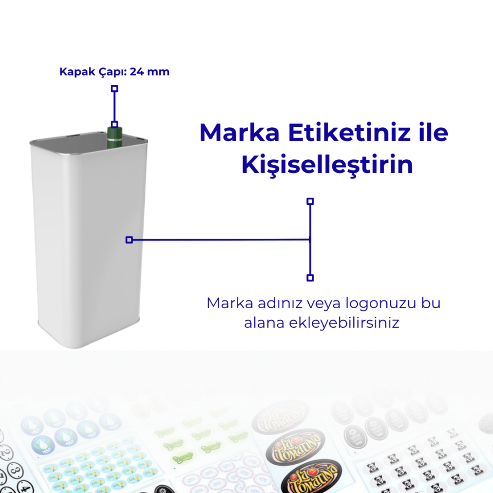 Sarkap 1 L 16'lı Zeytinyağı Tenekesi Dobi Kapak - Beyaz