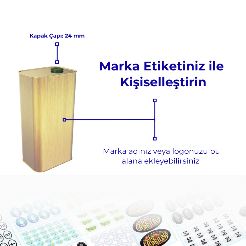 Sarkap 1 L 16'lı Zeytinyağı Tenekesi PratikKapak - Gold