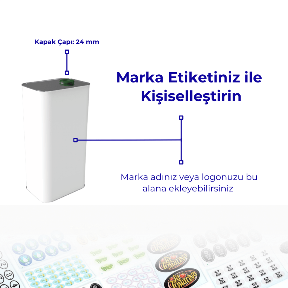 Sarkap 1 L 16'lı Zeytinyağı Tenekesi PratikKapak - Beyaz