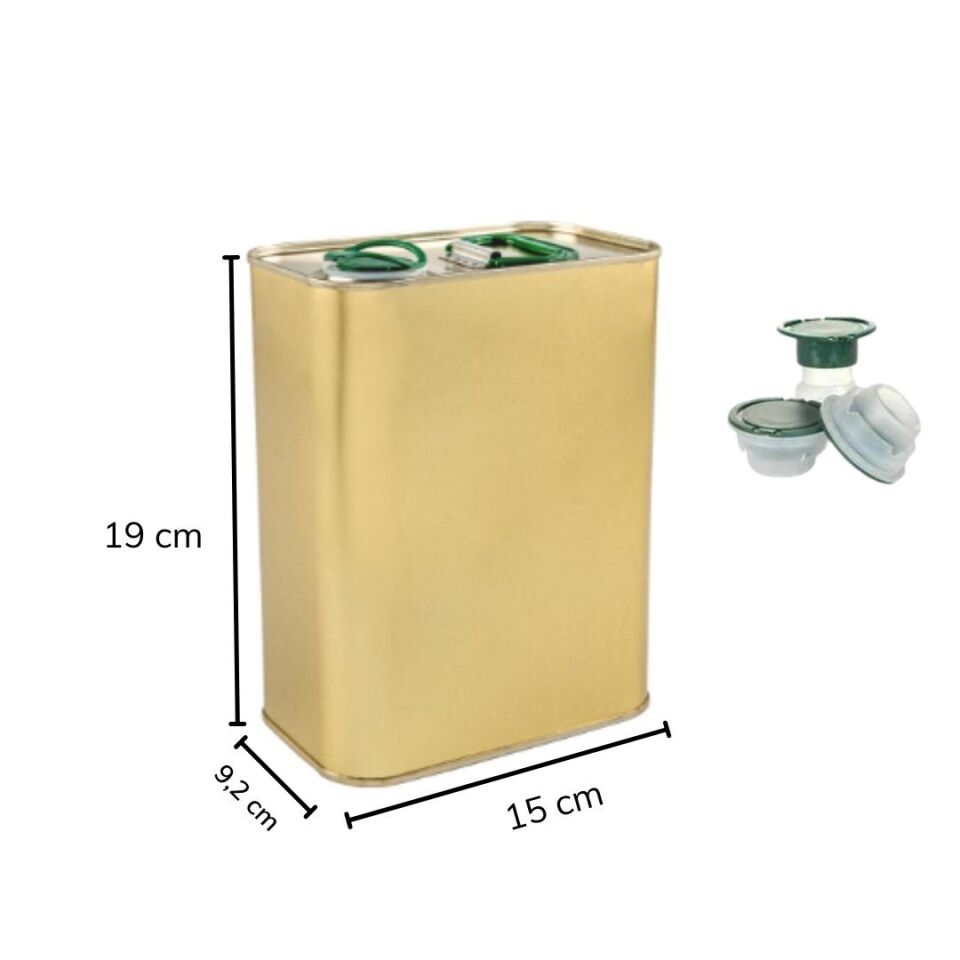 Sarkap 2 L (2000 ml) 8 Adet Kolili Kapaklı Kulplu Zeytinyağı Tenekesi Gold