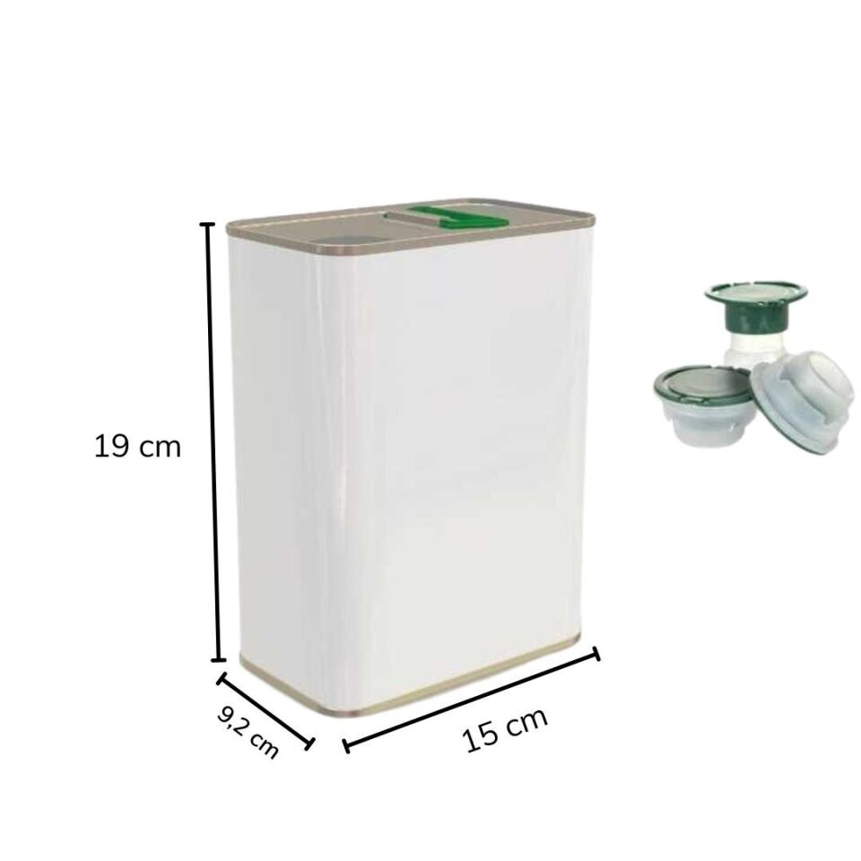 Sarkap 2 L (2000 ml) 8 Adet Kolili Kapaklı Kulplu Zeytinyağı Tenekesi Beyaz