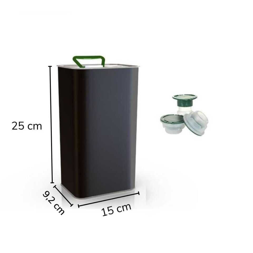 Sarkap 3 L (3000 ml) 8 Adet Kolili Kapaklı Kulplu Zeytinyağı Tenekesi Mat Siyah