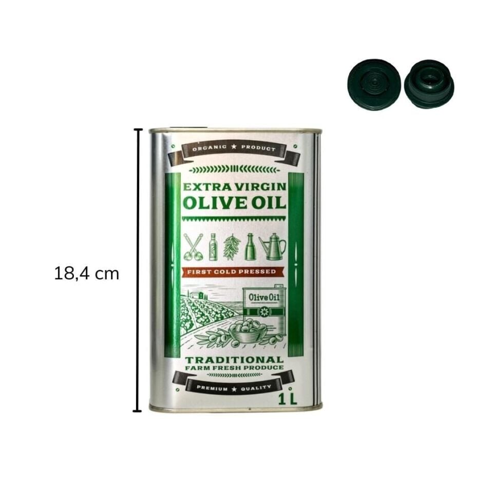 Sarkap Premium 1 L (1000 ml) 15 Adet Kapaklı Zeytinyağı Tenekesi PratikKapak - Premium