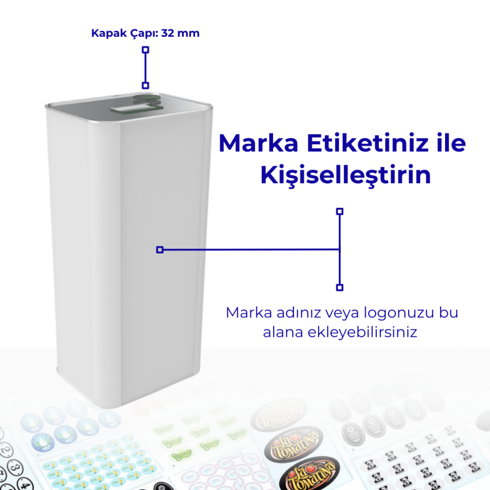 Sarkap 5 L 6 Adet Kolili Zeytinyağı Tenekesi Beyaz