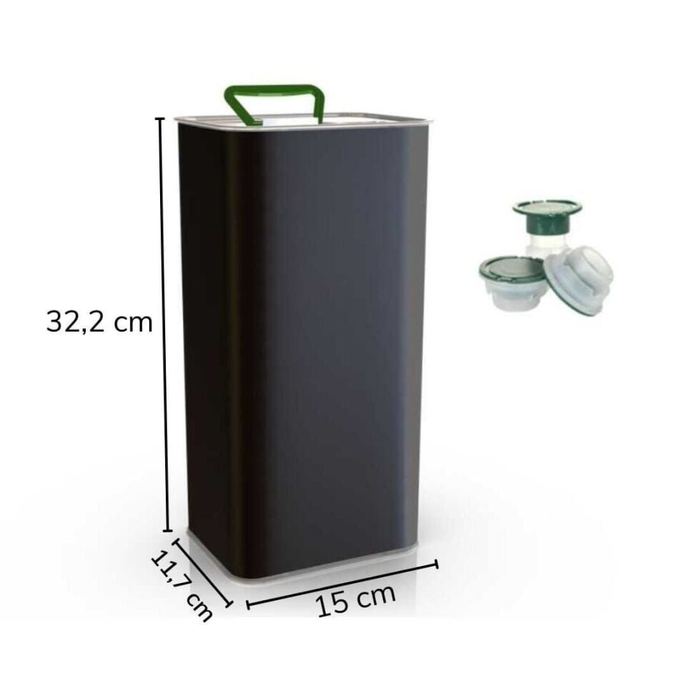 Sarkap 5 L (5000 ml) 6 Adet Kolili Kapaklı Kulplu Zeytinyağı Tenekesi Düz Mat Siyah