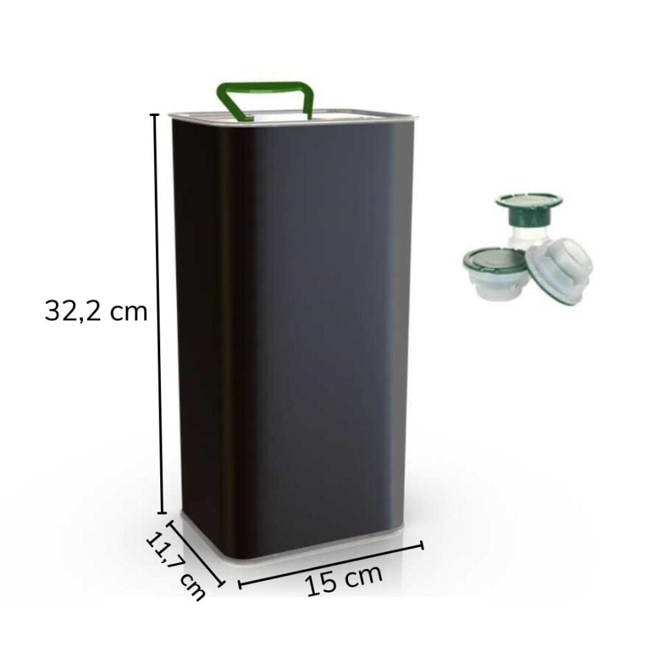 Sarkap 5 L 6'lı Zeytinyağı Tenekesi Düz Mat Siyah
