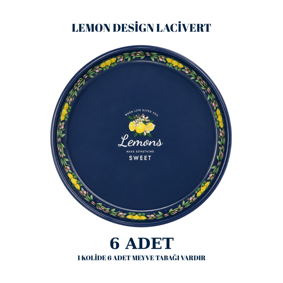 Sarkap Home 6 Adet Meyve Tabağı LemonDesignLacivert