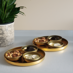 Sarkap Home 24 cm 2'li Derin Bistro Sunumluk Tepsi Gold