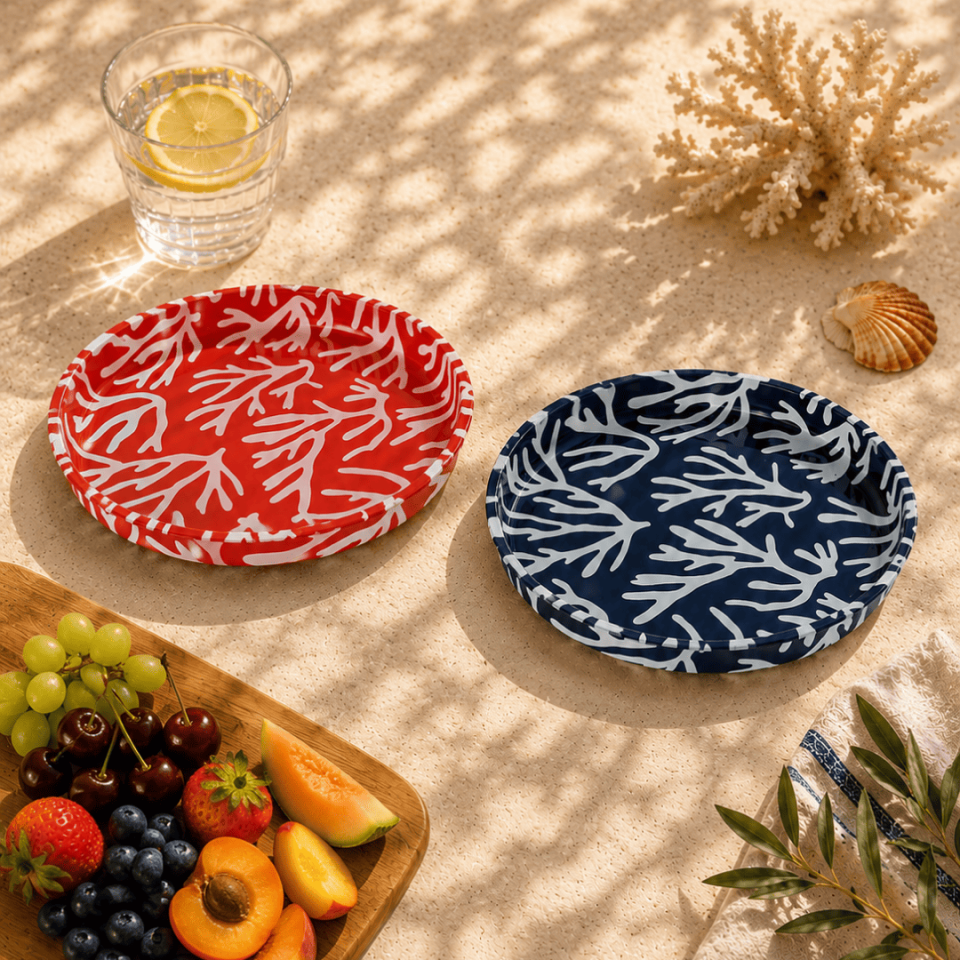 Sarkap Home 26 Cm 2'li Meyve Tabağı Seti Kırmızı&Mavi