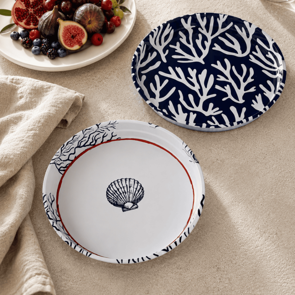 Sarkap Home 26 Cm 2'li Meyve Tabağı Seti Beyaz&Mavi