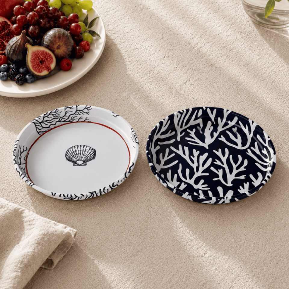 Sarkap Home 26 Cm 2'li Meyve Tabağı Seti Beyaz&Mavi