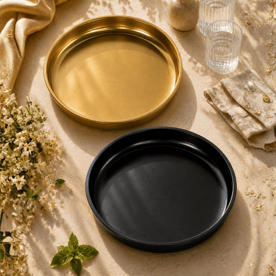 Sarkap Home 26 Cm 2'li Meyve Tabağı Seti Gold-Siyah