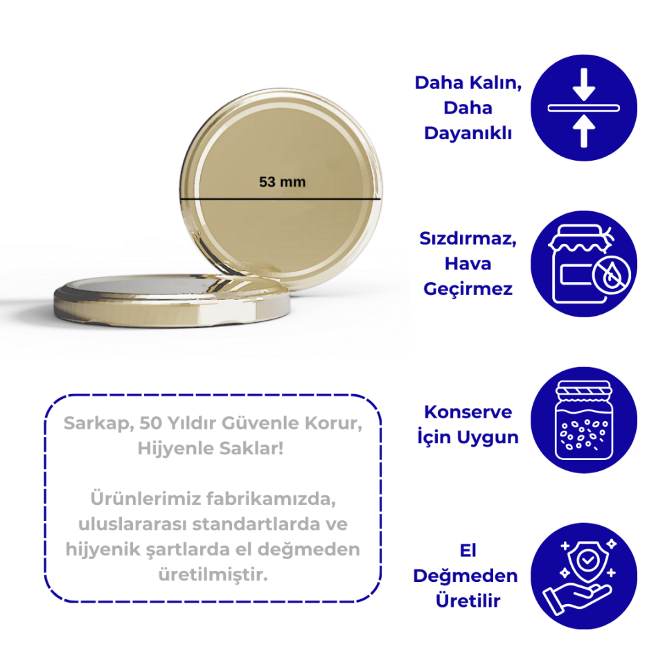 Sarkap 53 mm 1700'li Kavanoz Kapağı Gold